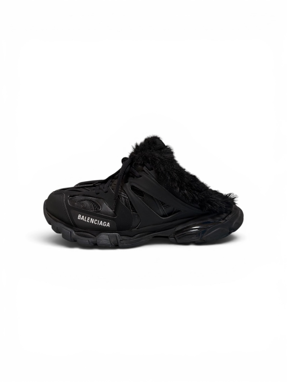 Balenciaga Track Faux Fur Mule Sneakers Black EU 42 US 9 Box Extra Laces